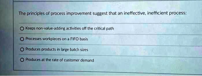 SOLVED: The principles of process improvement suggest that an ...