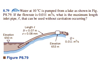 8.79 WILEY Water at 10 °C is pumped from a lake as shown in Fig. P8.79 ...