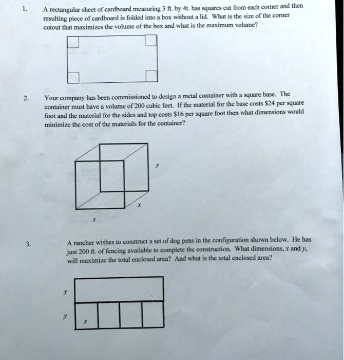 SOLVED: A rectangular sheet of cardboard measuring ft by 4 ft has ...