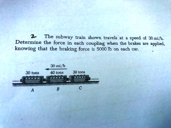 SOLVED: The subway train shown travels at a speed of 30 mi/h. Determine ...