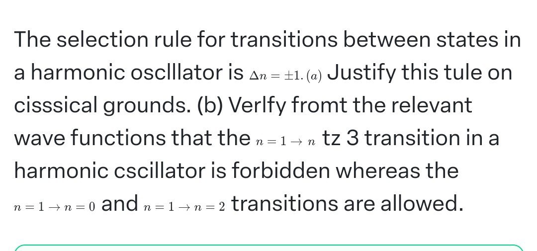 The selection rule for transitions between states in a harmonic