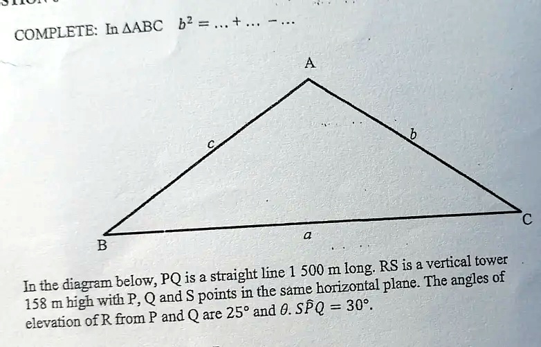 SOLVED: In AABC B2 COMPLETE: B Line 1 500 M Long RS Is A Vertical Towef ...