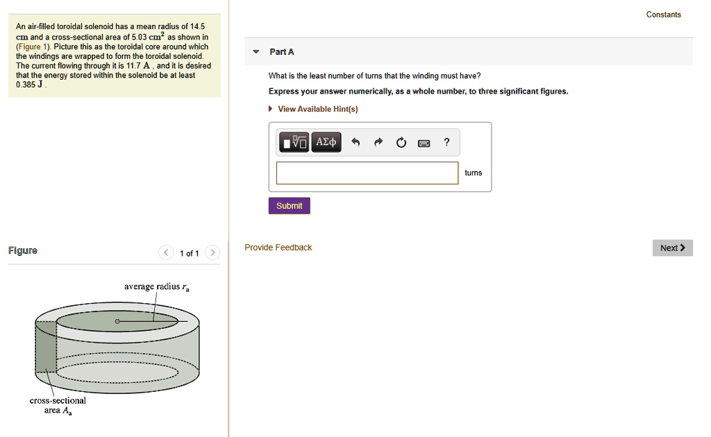 SOLVED: An Air-filled Toroidal Solenoid Has A Radius Of 14.5 Cm And A ...