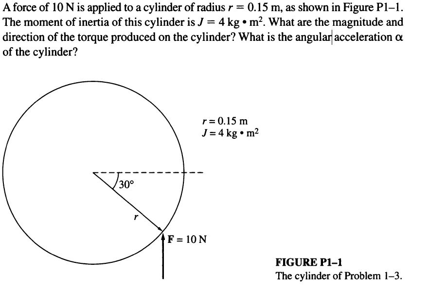 a force of 10 mathrmn is applied to a cylinder of radius r015 mathrmm ...