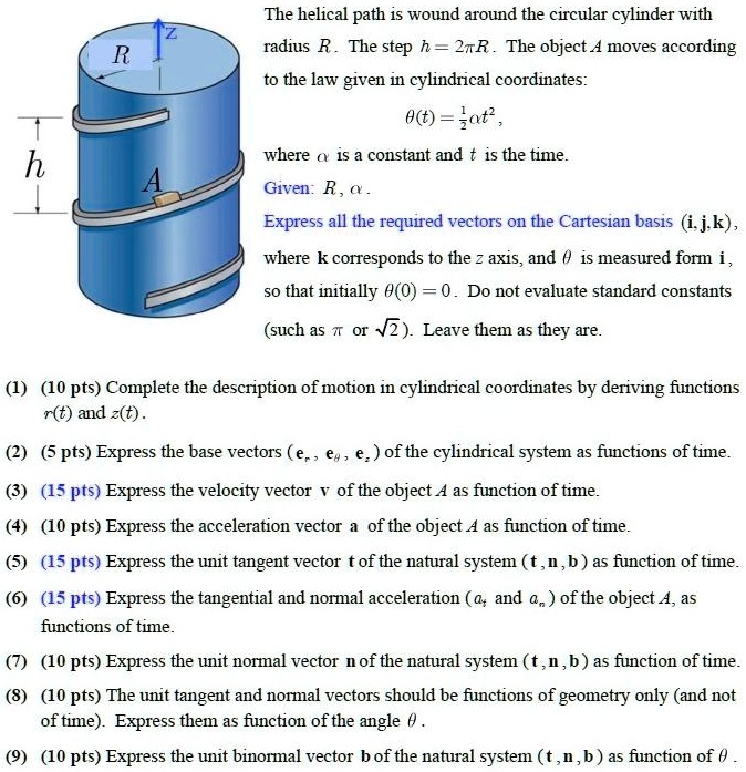 the helical path is wound around the circular cylinder with radius r ...