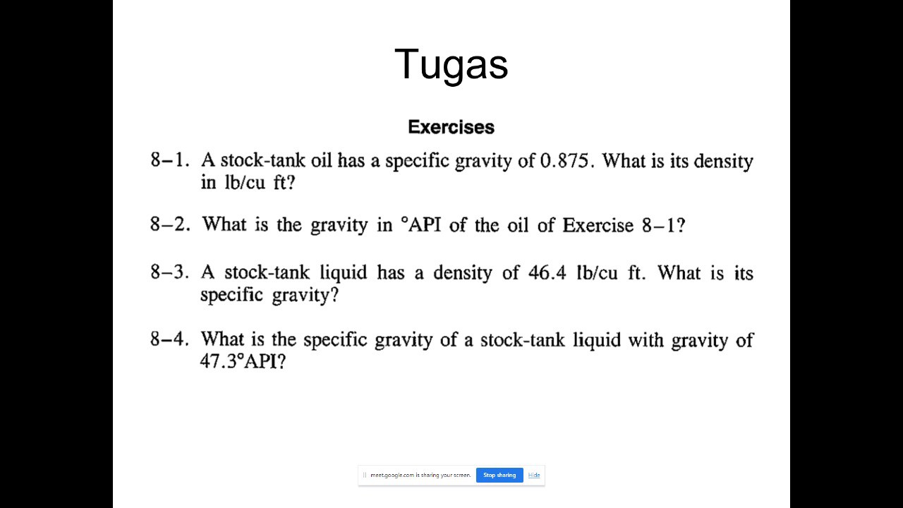 SOLVED Tugas Exercises 81. A stocktank oil has a specific gravity of