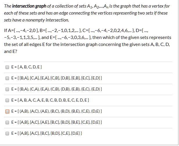 SOLVED: The intersection graph of a collection of sets A, B, C, D, and ...