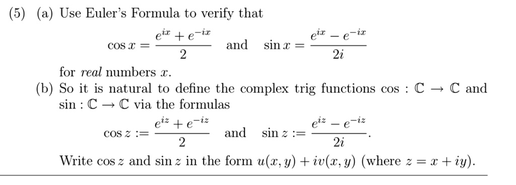 5 a use eulers formula to verify that eir e ir eir e ir cos and sin 2 ...
