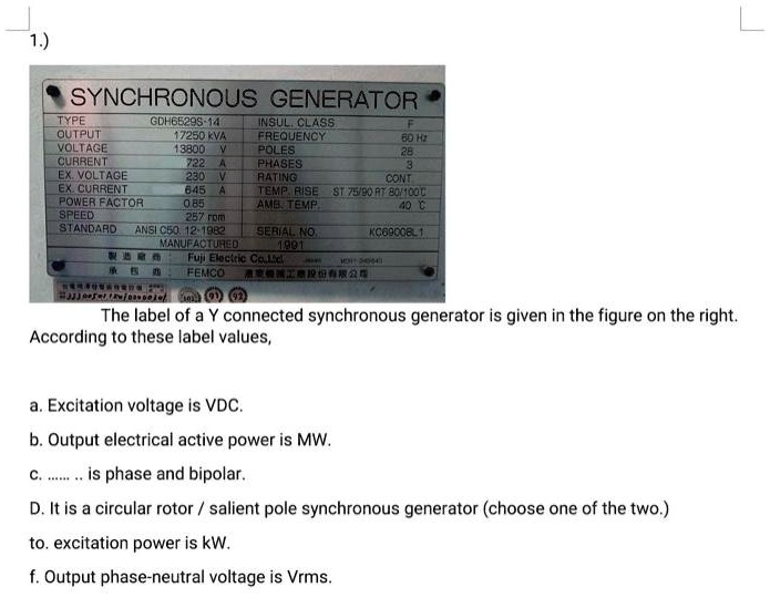 1 synchronous generator type gdh6529s 14 insulclass output 17250kva ...