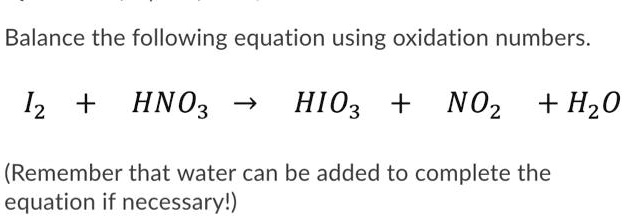 SOLVED: Balance the following equation using oxidation numbers. 1Zn ...