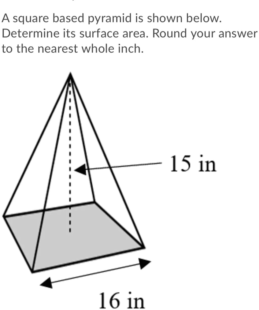 SOLVED A square based pyramid is shown below Determine its surface