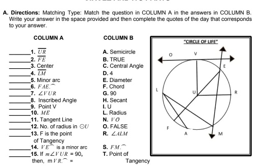 A. Directions: Matching Type: Match the question in COLUMN A in the ...