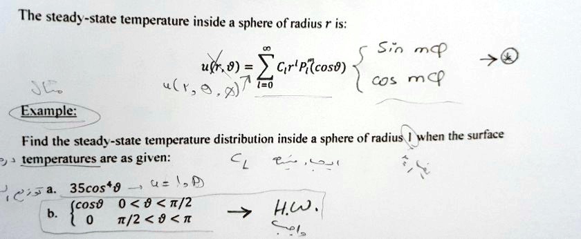 SOLVED: The steady-state temperature inside a sphere of radius r is ...
