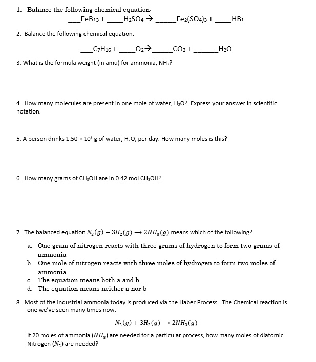 SOLVED: Balance the following chemical equation: FeBr2 + H2SO4 -> Fe ...