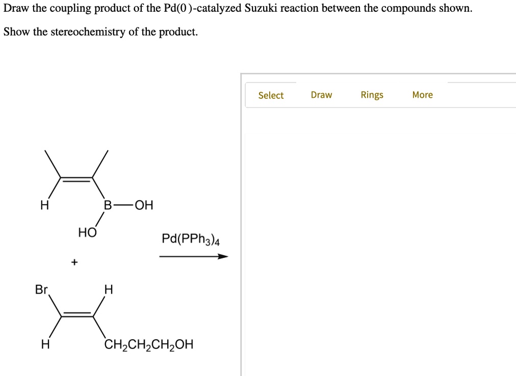 draw the coupling product of the pd0 catalyzed suzuki reaction between ...