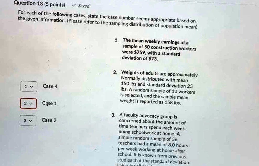 Question 18 5 points saved for each of the following cases...