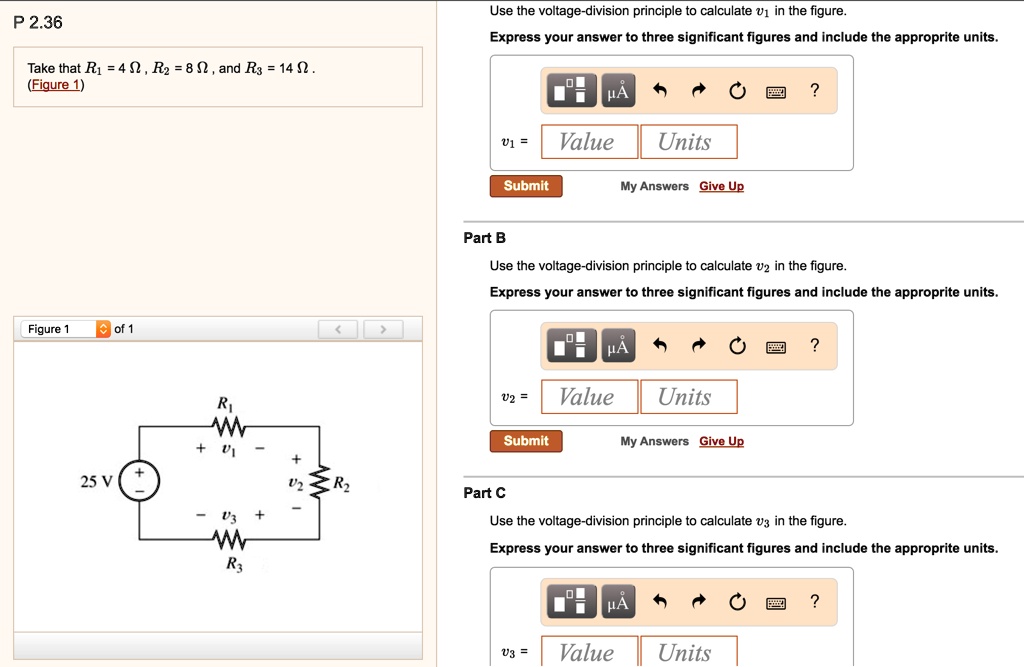 please answer all three questions thank you use the voltage division ...