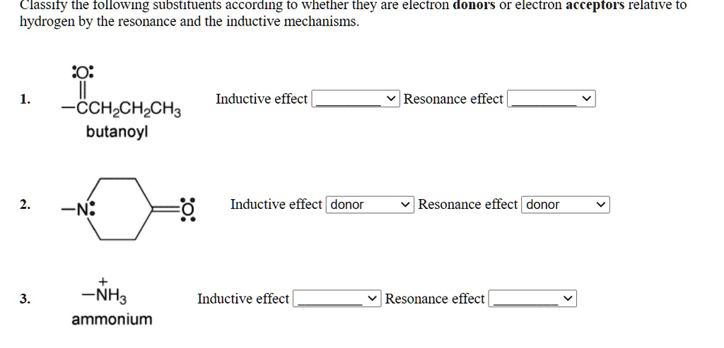 SOLVED Classify The Tollowing Substituents According TO Whether They