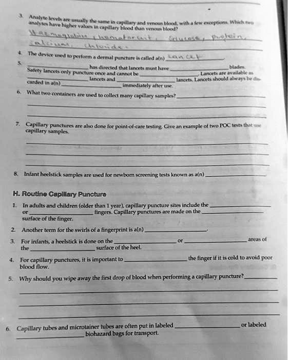 SOLVED Texts 3. Analyte levels are usually the same in capillary and