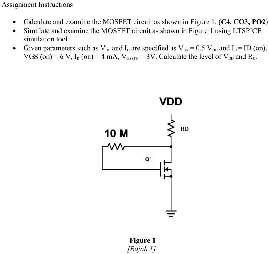 SOLVED Assignment Instructions Calculate and examine the MOSFET