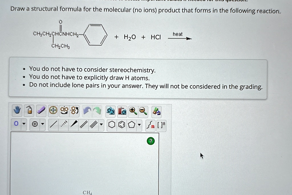 Draw a structural formula for the molecular (no ions) product that ...