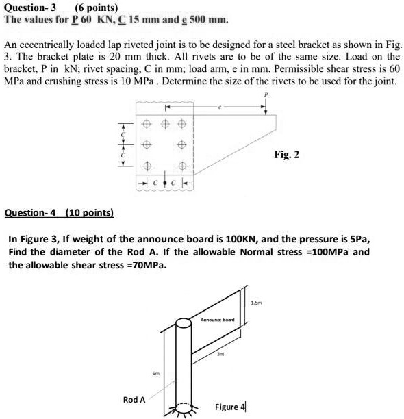 SOLVED Question3 6 points The values for P = 60 kN, C = 15 mm, and e