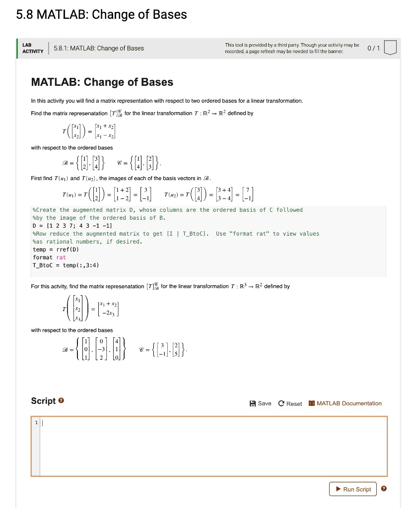 [GET ANSWER] lienar 58 matlab change of bases lab activity ...