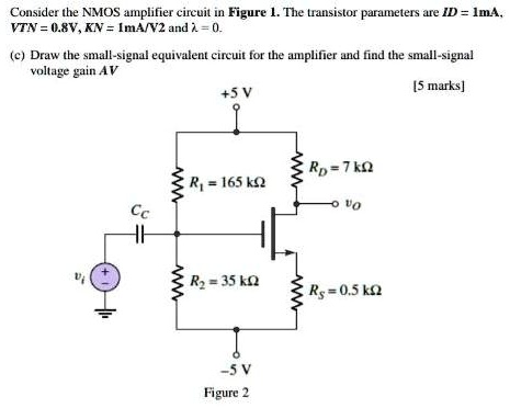 SOLVED: Consider the NMOS amplifier circuit in Figure. The Transistor ...