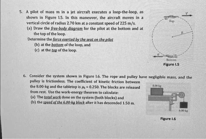 SOLVED: solve both plz 5. A pilot of mass m in a jet aircraft executes ...