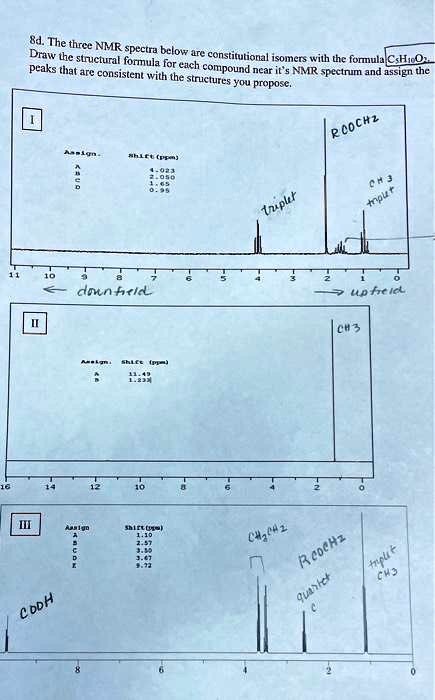8d. The three NMR spectra below are constitutional isomers with the ...