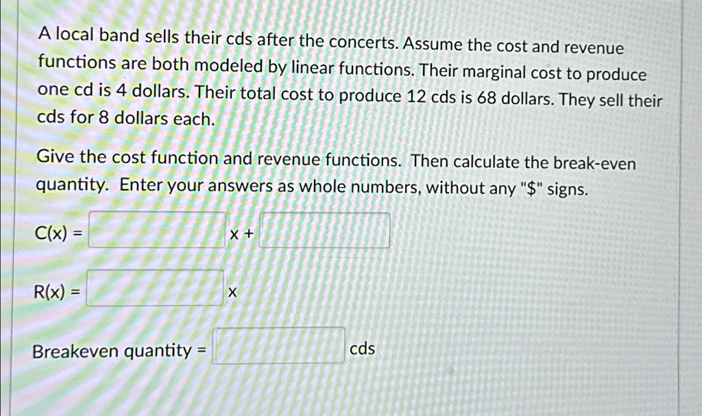 SOLVED: A local band sells their cds after the concerts. Assume the ...