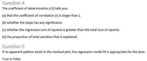 the coefficient of determination (r2) tells you