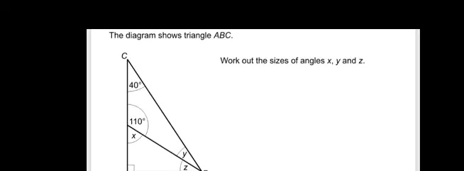 Solved The Diagram Shows Iriangle Abc Work Out The Sizes Of Angles X Y And 1105