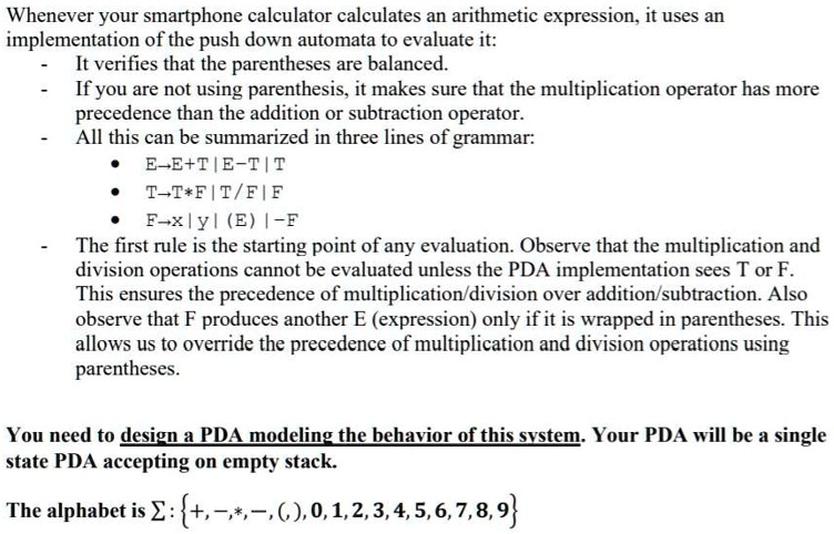 design a single state push down automata for the following system ...