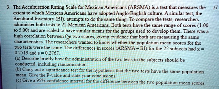 The Acculturation Rating Scale For Mexican _ American… - SolvedLib