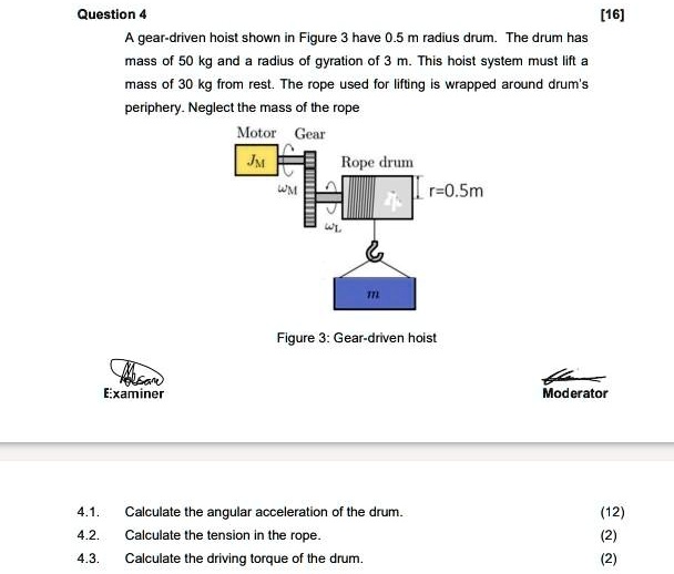 SOLVED Question [16] geardriven hoist shown in Figure has a 0.5 m