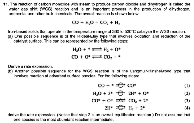 Solved: The Reaction Of Carbon Monoxide With Steam To Produce Carbon 