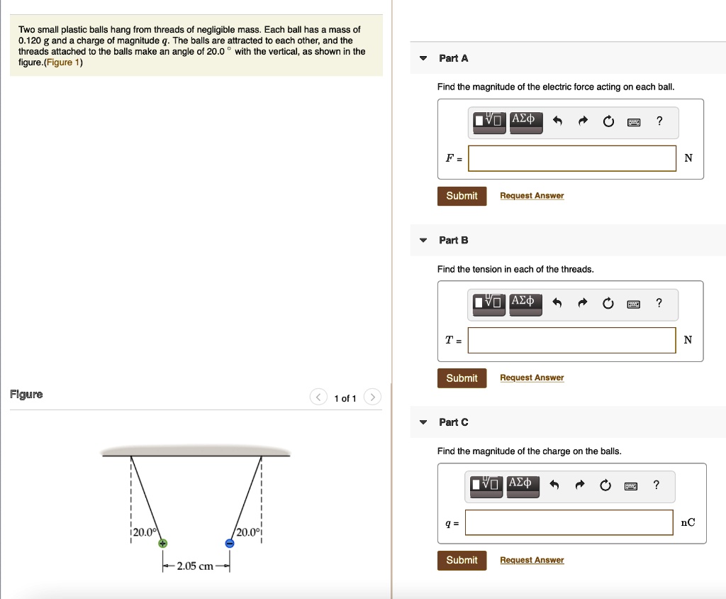 SOLVED Two small plastic balls hang from threads of negligible mass