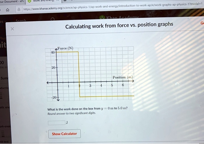 Calculating work from force vs. position graphs Force (N) Position (m ...