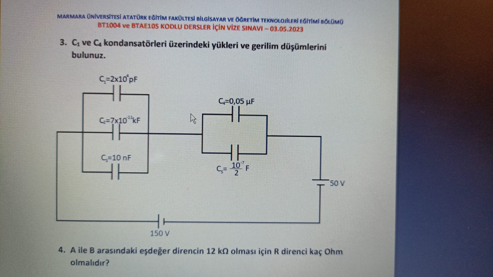 SOLVED: MARMARA OUNIVERSITESI ATATÜRK E?ITIM FAKÖLTESI BILGISAYAR VE OO ...