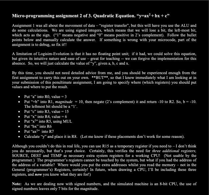 Micro programming assignment 2 of 3quadratic equationyaxbx c...