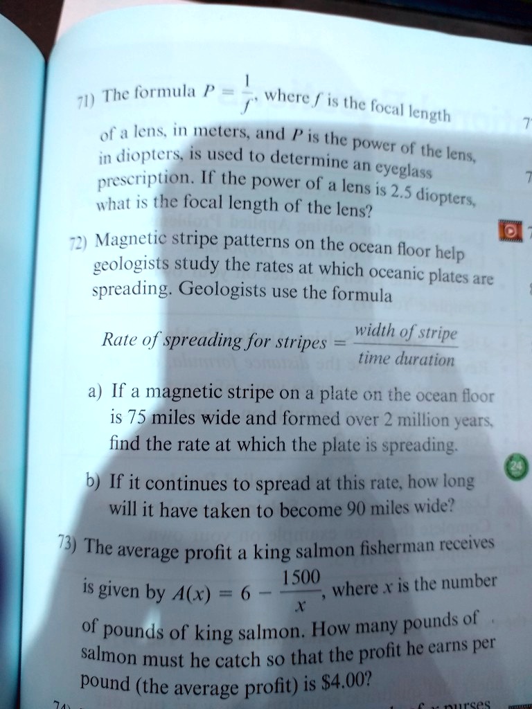 SOLVED The formula P = 1/f, where P is the power of a lens in diopters and f is the focal