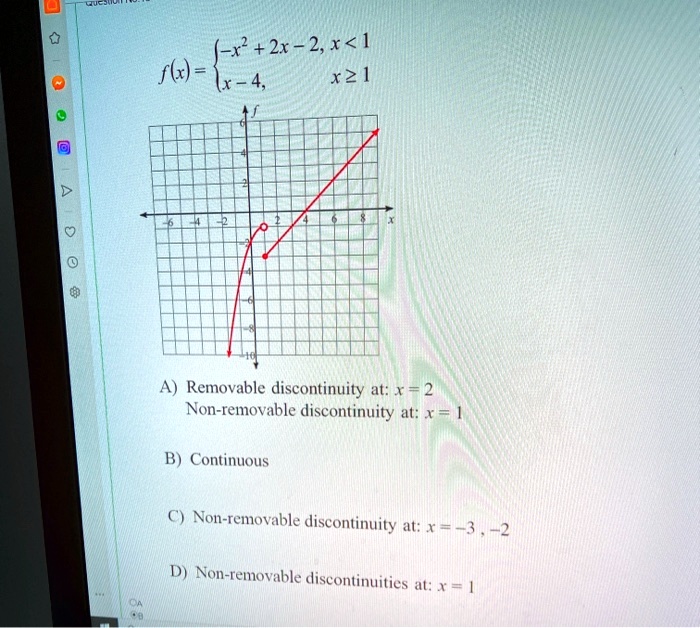 2x 2x 1 xz removable discontinuity at x 2 non removable discontinuity at x b continuous non removable discontinuity at x 3 72 d non removable discontinuities al 97562