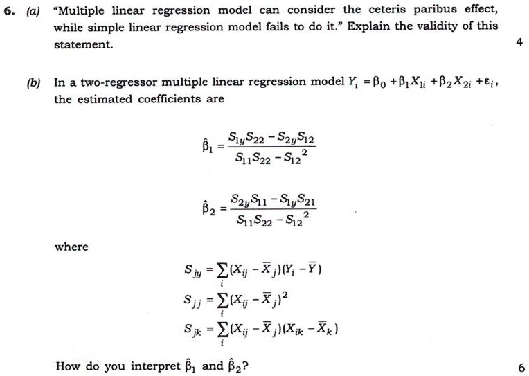 6 a multiple linear regression model can consider the ceteris paribus ...