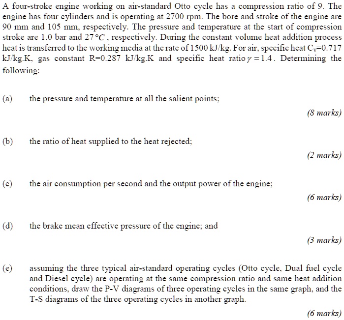 SOLVED A fourstroke engine working on airstandard Otto cycle has a