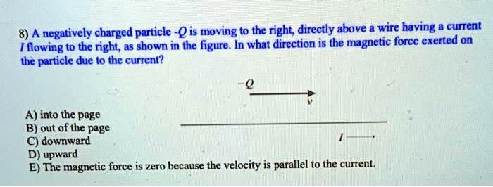 8 a negatively charged particle qis moving to the right directly above ...