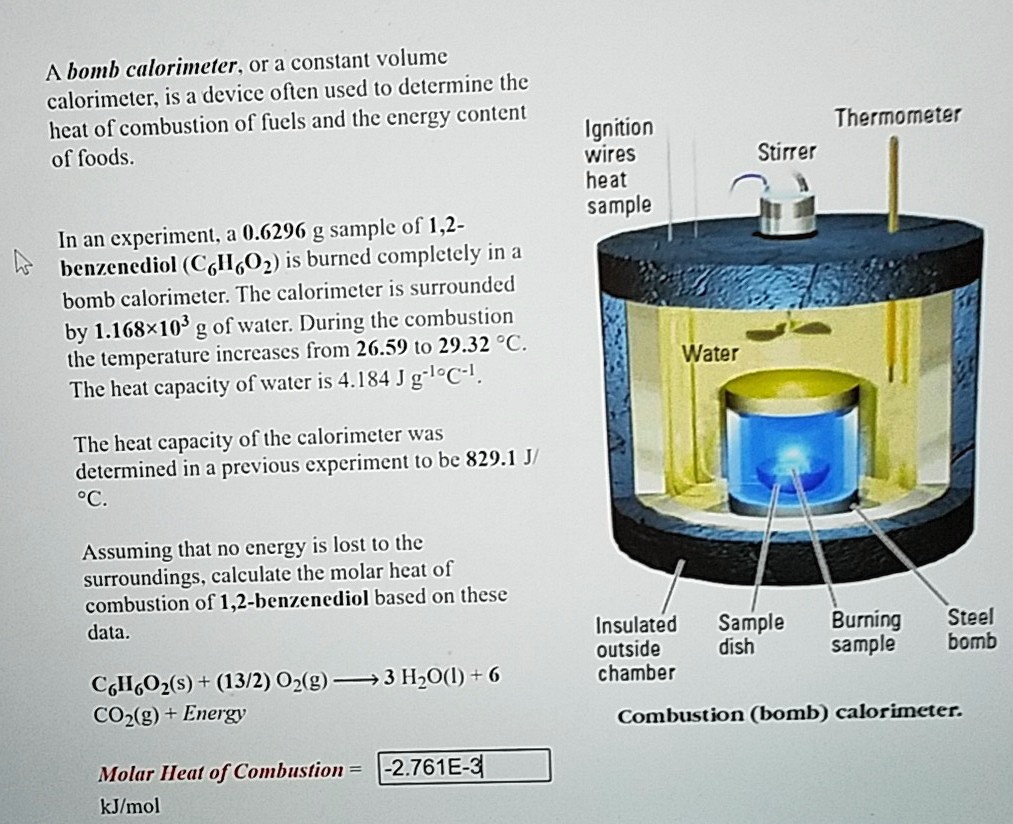 SOLVED A bomb calorimeter or a constant volume calorimeler; is a