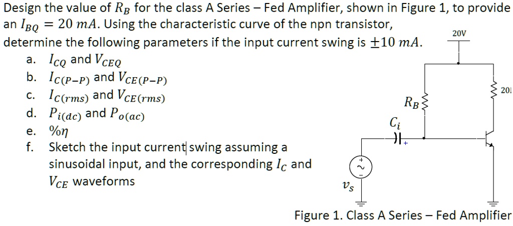 SOLVED: Design The Value Of R For The Class A Series-Fed Amplifier ...