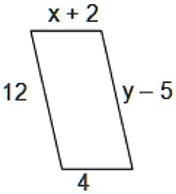 find the value of x and y in the parallelogram below