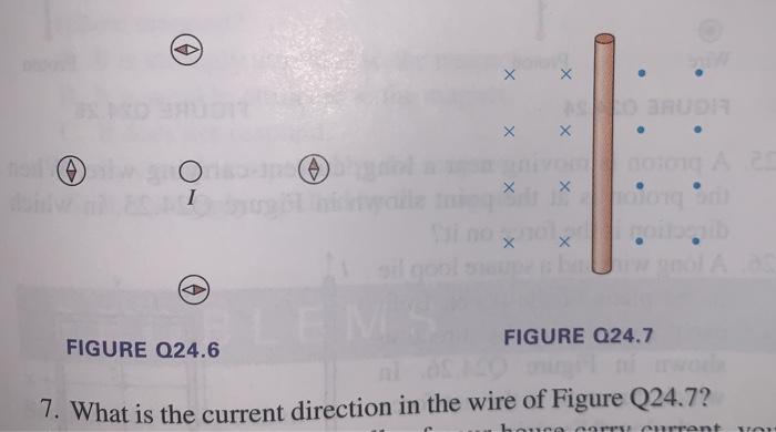 (v)
(A)

FIGURE 024.6
FIGURE Q24.7
7. What is the current direction in the wire of Figure Q24.7?